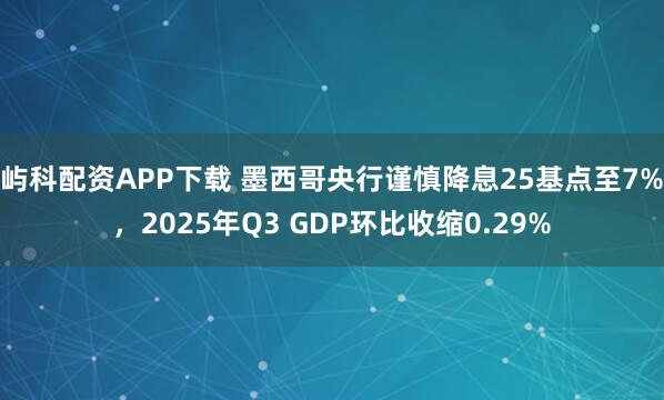 屿科配资APP下载 墨西哥央行谨慎降息25基点至7%，2025年Q3 GDP环比收缩0.29%
